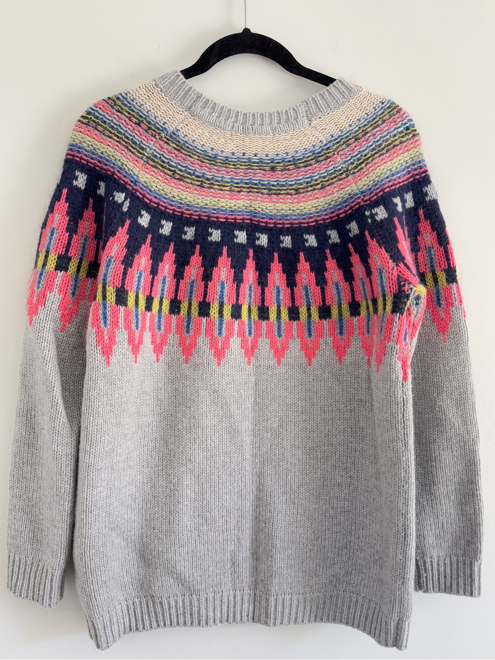 Boden Gray Fair Isle Wool Alpaca Crewneck Sweater - Picture 6 of 9